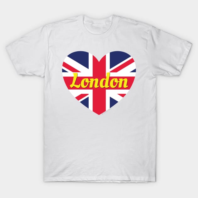 London England UK British Flag Heart T-Shirt by DPattonPD